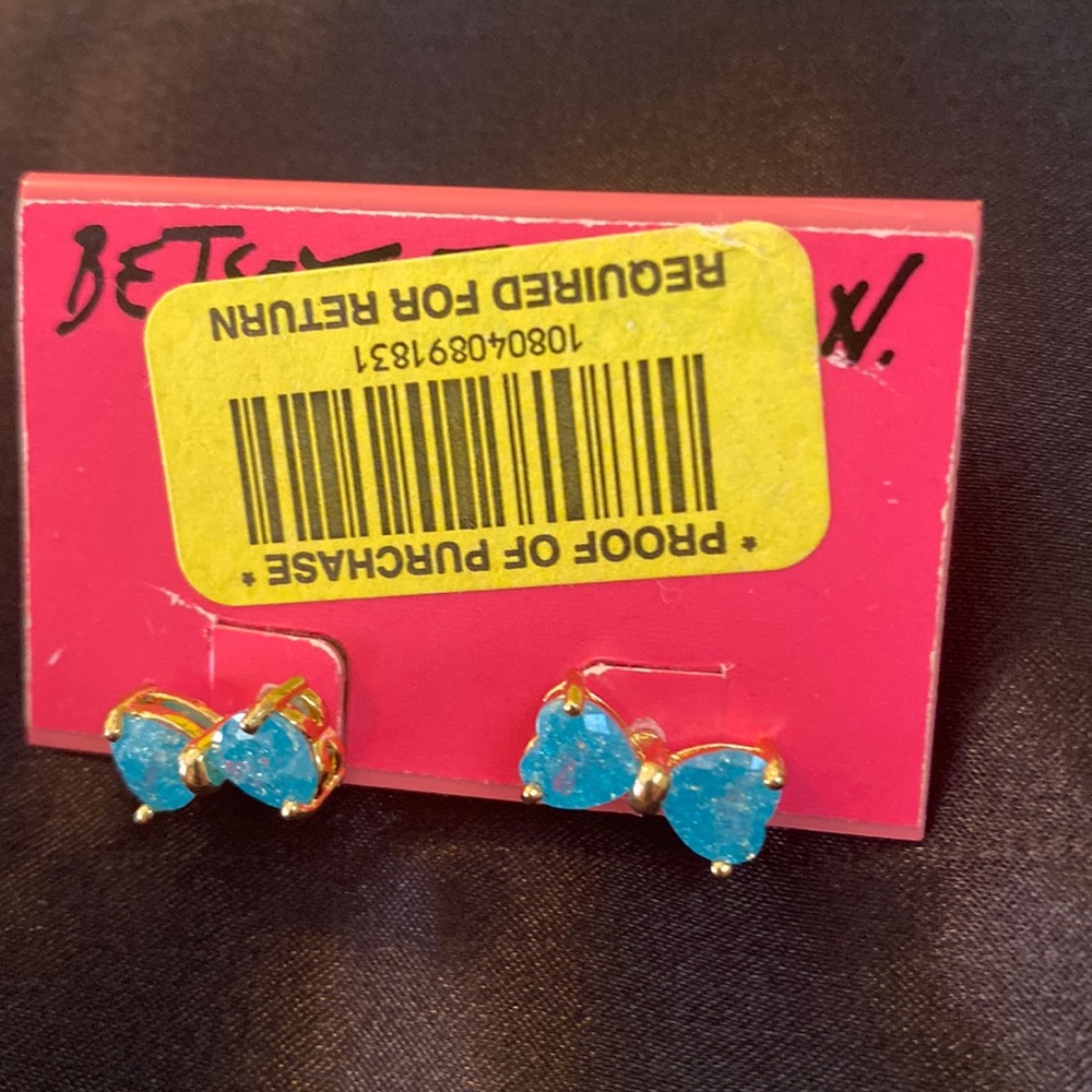 Betsey Johnson Bow Heart Earrings